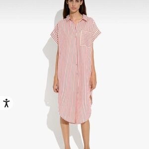 Striped shirt dress layering cotton Paris euro coquette travel cotton NWT